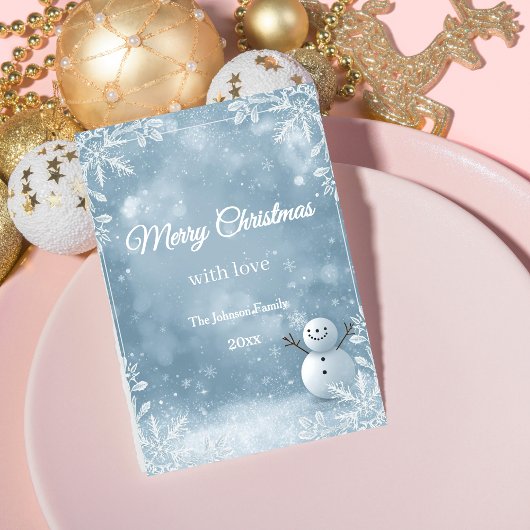 Elegant Frosty Blue & White Christmas Greeting シーズンカード