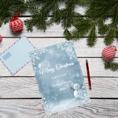 Elegant Frosty Blue & White Christmas Greeting シーズンカード
