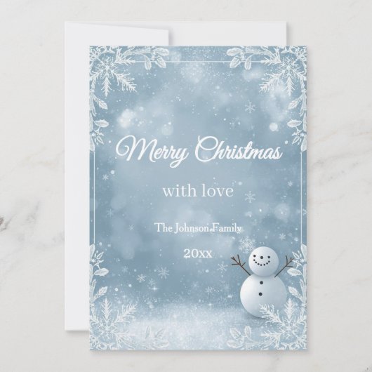 Elegant Frosty Blue & White Christmas Greeting シーズンカード (正面)
