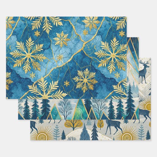 Elegant Frozen Dawn Holiday ラッピングペーパーシート (セット)