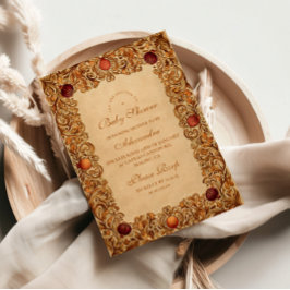 Elegant Fruit and Foliage Baby Shower 招待状