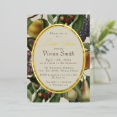 Elegant Fruit & Botanical Bridal Shower Invitation 箔招待状 (立ち正面)