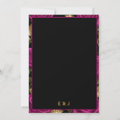 Elegant Fuchsia Rose and Gold Luxury Black Floral セーブザデート (裏面)