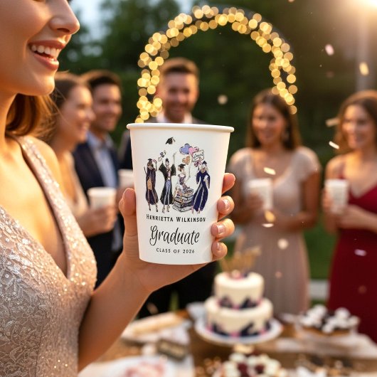 Elegant Fun Graduate Tossed Cap Class of 2026  紙コップ