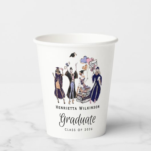 Elegant Fun Graduate Tossed Cap Class of 2026 紙コップ (裏面)