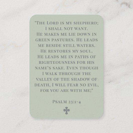 Elegant Funeral Cross Psalm 23 Photo Prayer Card 名刺 (裏面)