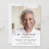 Elegant Funeral In Loving Memory Photo Memorial 招待状 (正面)