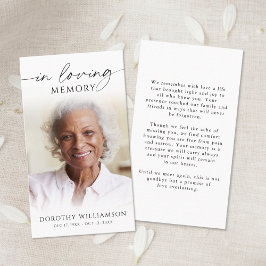 Elegant Funeral In Loving Memory Photo Prayer Card 名刺