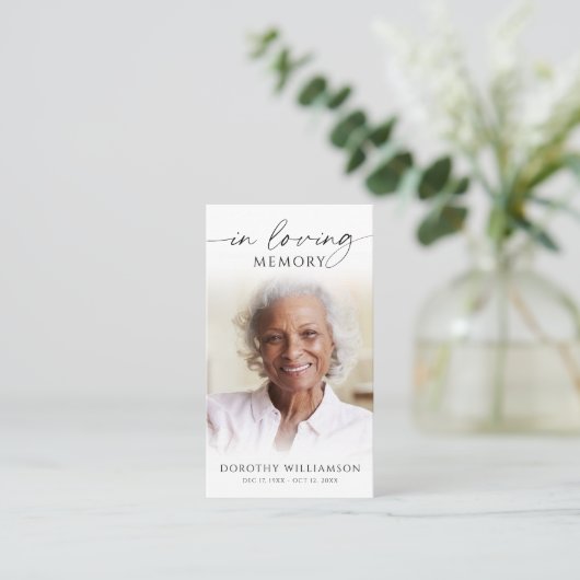 Elegant Funeral In Loving Memory Photo Prayer Card 名刺 (スタンド正面)