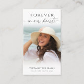 Elegant Funeral Photo Forever Hearts Prayer Card 名刺 (正面)