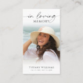 Elegant Funeral Photo In Loving Memory Prayer Card 名刺 (正面)