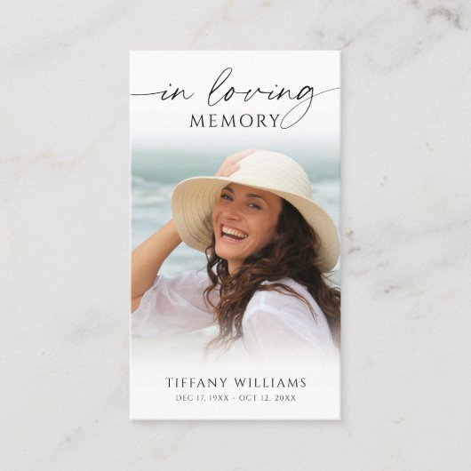 Elegant Funeral Photo In Loving Memory Prayer Card 名刺 (正面)