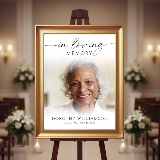 Elegant Funeral Photo In Loving Memory Sign ポスター