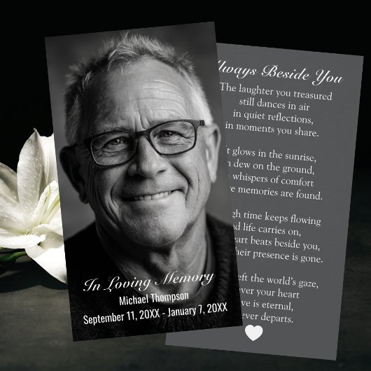 Elegant Funeral Photo Sympathy Memorial Prayer