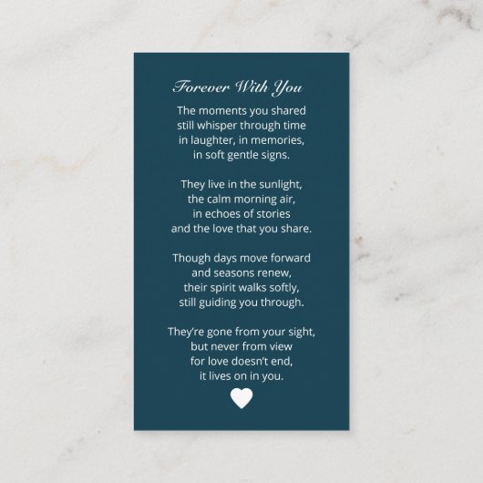 Elegant Funeral Photo Sympathy Memorial Prayer 名刺 (裏面)