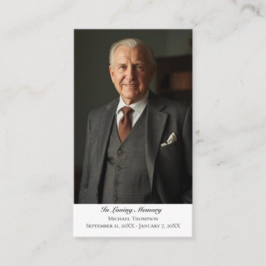 Elegant Funeral Photo Sympathy Memorial Prayer 名刺 (正面)
