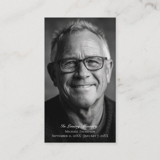 Elegant Funeral Photo Sympathy Memorial Prayer 名刺 (正面)