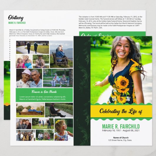 Elegant Funeral Program Template (正面/裏面)