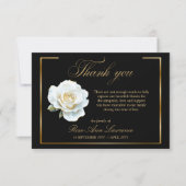 Elegant Funeral White Rose Gold Frame サンキューカード (正面)