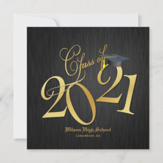 Elegant Funky Gold Class of 2021 Graduation 招待状