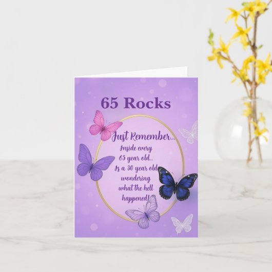 Elegant & Funny 65th Milestone Birthday  カード (黄色い花)