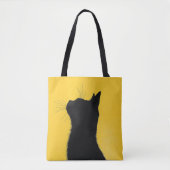 Elegant Funny Black cat in Yellow Baground トートバッグ (正面)