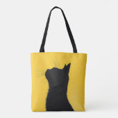 Elegant Funny Black cat in Yellow Baground トートバッグ (裏面)