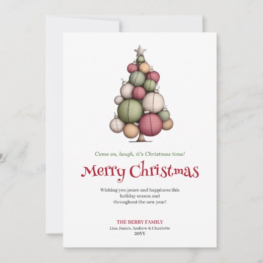 Elegant funny Christmas tree greeting card シーズンカード (正面)