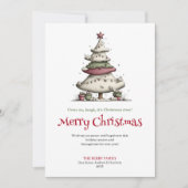Elegant Funny Christmas Tree Hand Drawn Design シーズンカード (正面)
