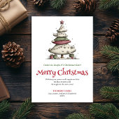 Elegant Funny Christmas Tree Hand Drawn Design シーズンカード