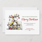 Elegant Funny Reindeer Christmas Greeting Card シーズンカード (正面)