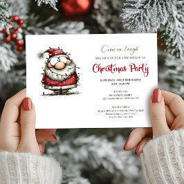 Elegant Funny Santa Claus Holiday Party Invitation 招待状