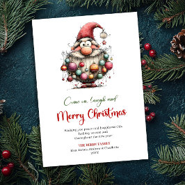 Elegant Funny Santa Watercolor Holiday Greeting シーズンカード