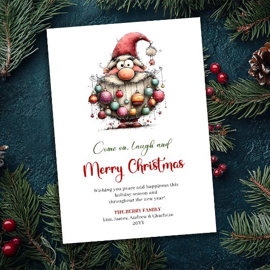 Elegant Funny Santa Watercolor Holiday Greeting シーズンカード