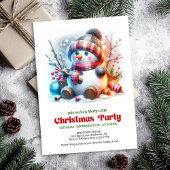 Elegant funny snowman holiday invite red green 招待状