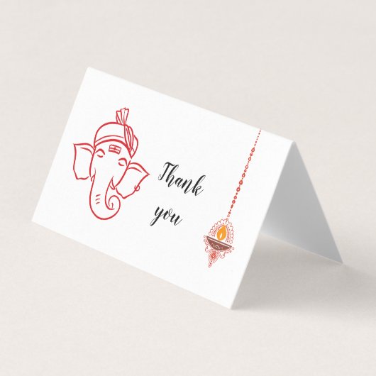 Elegant Ganesh God Indian Wedding Thank You (正面)