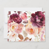 Elegant Garden Floral Burgundy Wedding RSVP Cards (裏面)