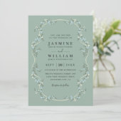 Elegant Garden Floral Modern QR Code Wedding 招待状 (スタンド正面)