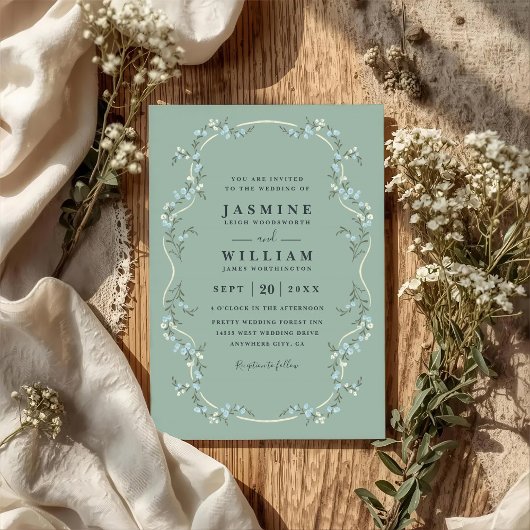 Elegant Garden Floral Modern QR Code Wedding 招待状
