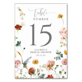 Elegant Garden Flowers Bridal Shower Table Number テーブルナンバー