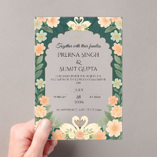 Elegant Garden-Themed Wedding Invitation Template  アクリル招待状