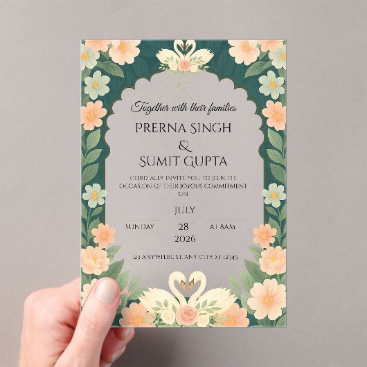 Elegant Garden-Themed Wedding Invitation Template  アクリル招待状 (インサイチュ (ポータブル))