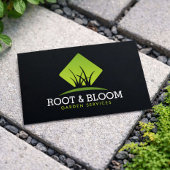 Elegant Gardener Green Grass Logo Minimal Black 名刺