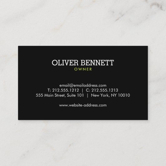 Elegant Gardener Green Grass Logo Minimal Black 名刺 (裏面)