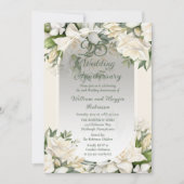 Elegant Gardenia Floral 25th Wedding Anniversary 招待状 (正面)