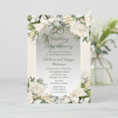 Elegant Gardenia Floral 75th Wedding Anniversary 招待状 (スタンド正面)