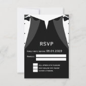 Elegant Gay Wedding RSVP Card Black Tie (正面)