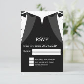 Elegant Gay Wedding RSVP Card Black Tie (スタンド正面)