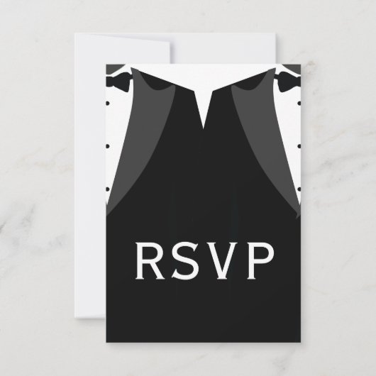 Elegant Gay Wedding RSVP Card Black Tie (裏面)