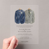 Elegant Gay Wedding Two Grooms in Suits アクリル招待状 (インサイチュ (ポータブル))